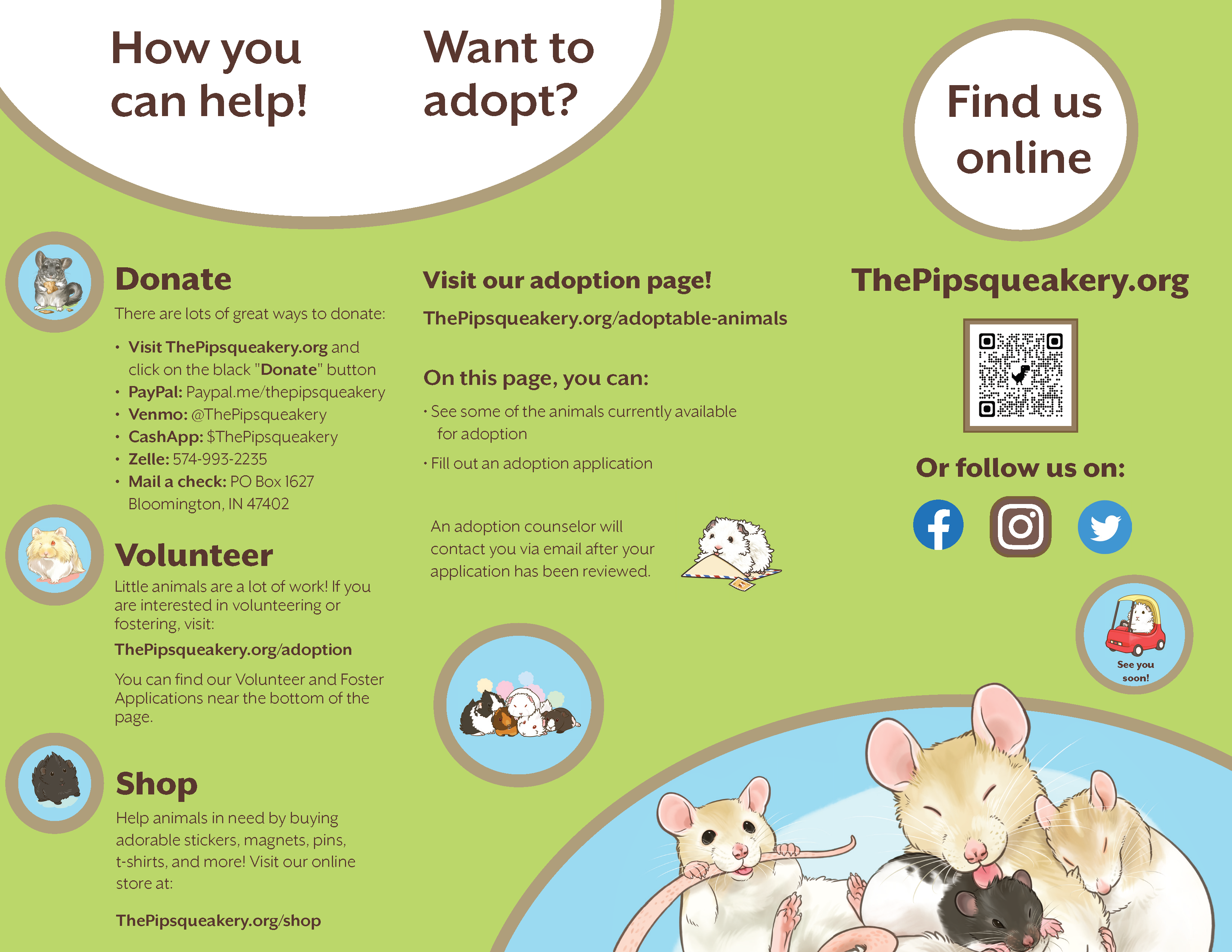 Second page of an informational brochure about the Pipsqueakery.